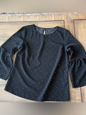 Banana Republic Black Top with White Polka Dots